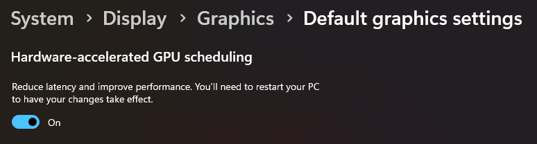 Windows 11 Hardware-accelerated GPU scheduling